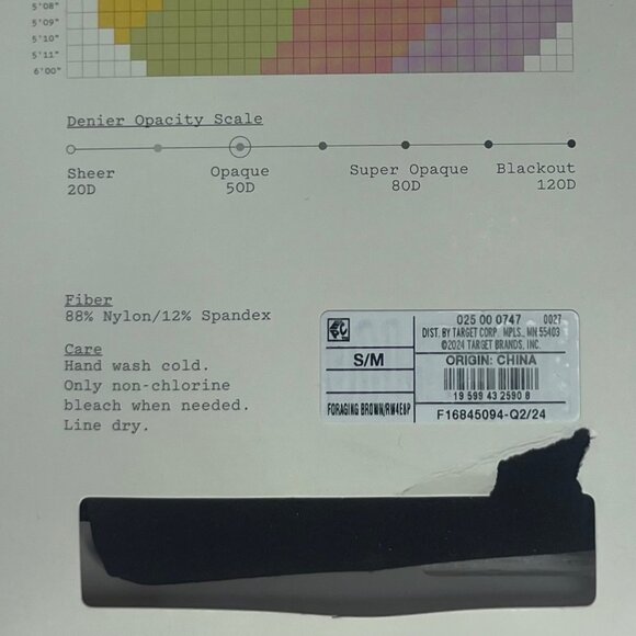 A New Day Opaque Tights Womens Small/Medium Brown New 50 Denier - Picture 5 of 6